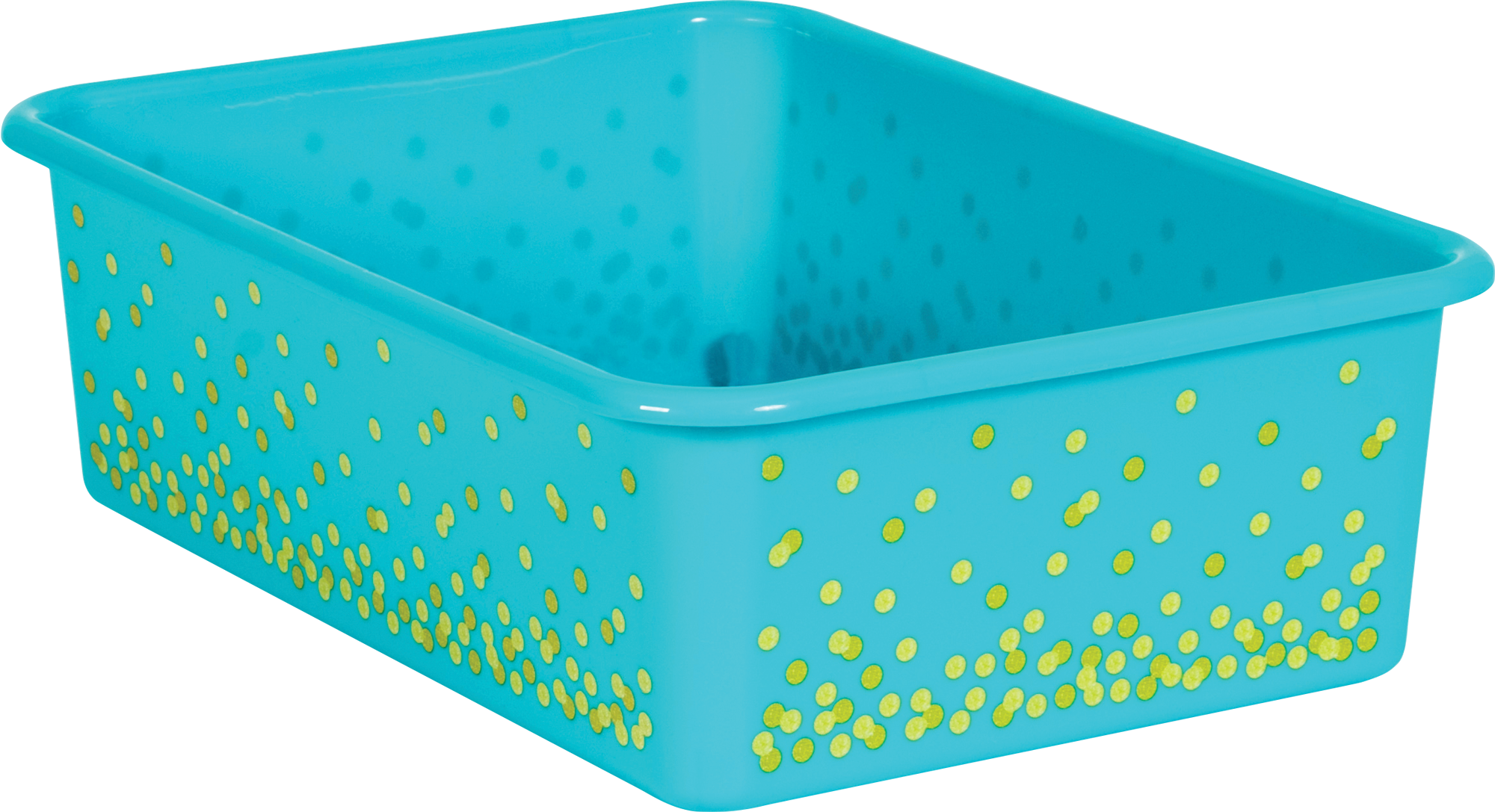 Teal Confetti Large Plastic Storage Bin