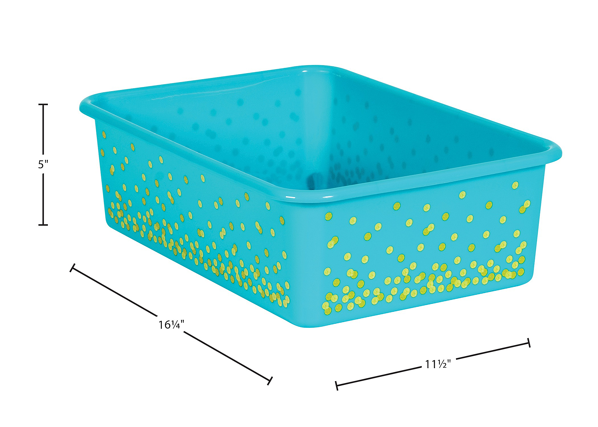 Teal Confetti Large Plastic Storage Bin