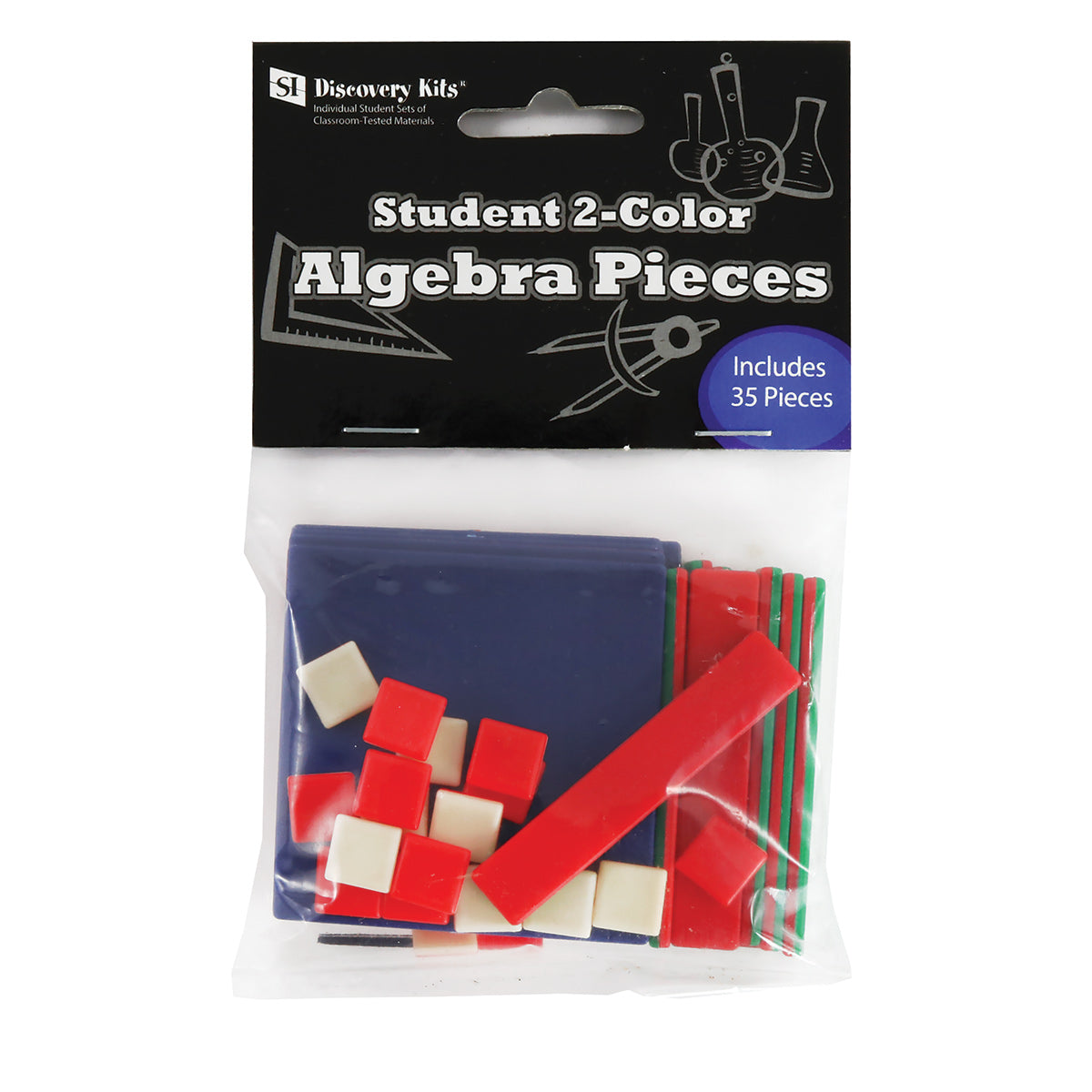 Two-Color Opaque Algebra Pieces - 35 pieces. Set