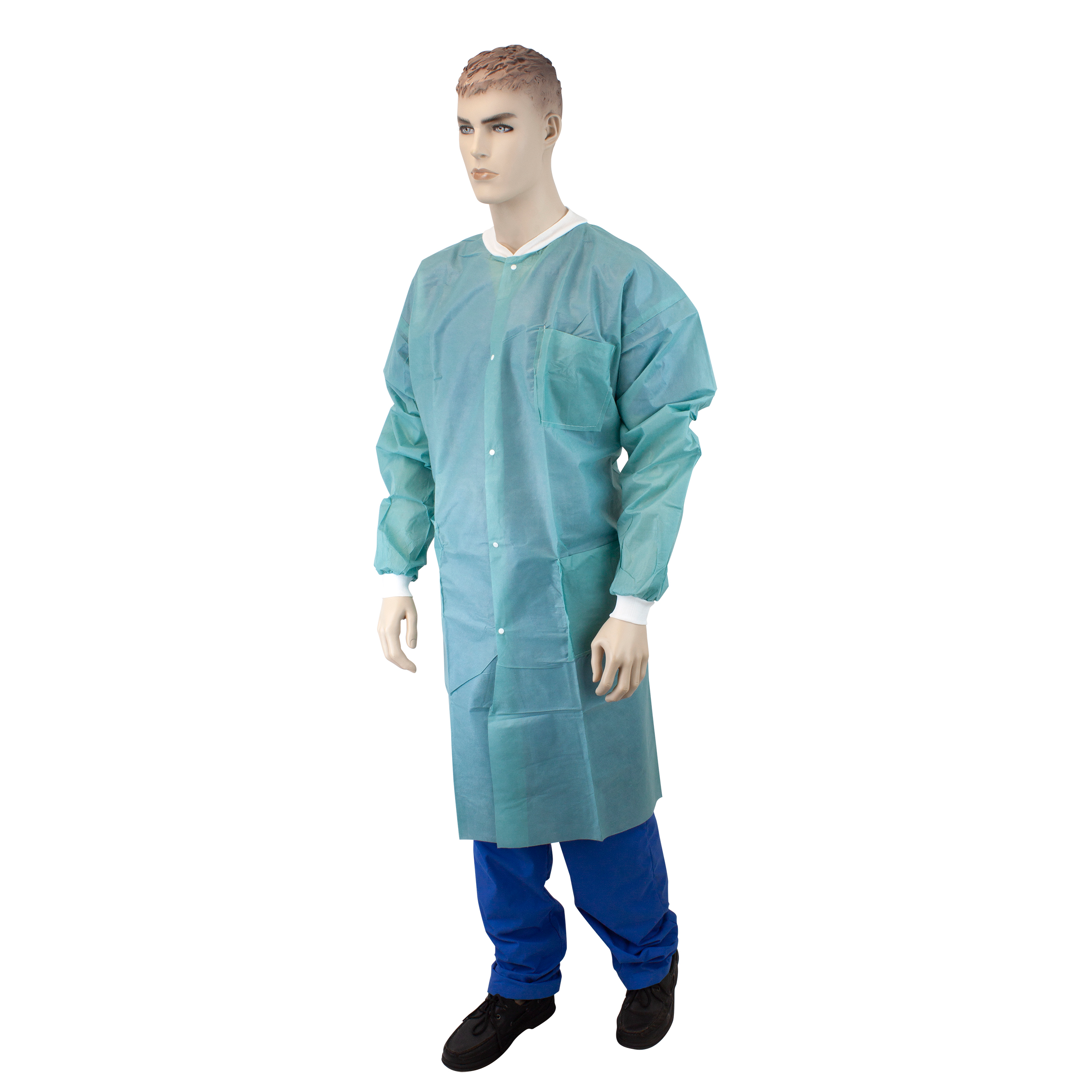 Lab Coat w/ Pockets, Teal, Large, With Three Pockets - 10 pcs per Box/3 Boxes per Case