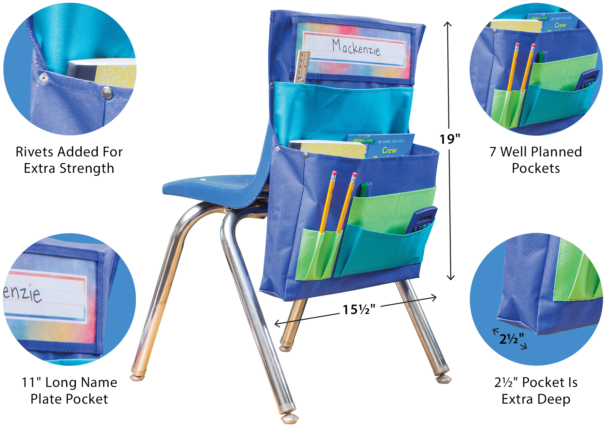Blue, Teal & Lime Chair Pocket
