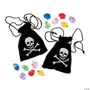 Pirate Drawstring Bags W/ Plastic Jewels - 12 Pieces