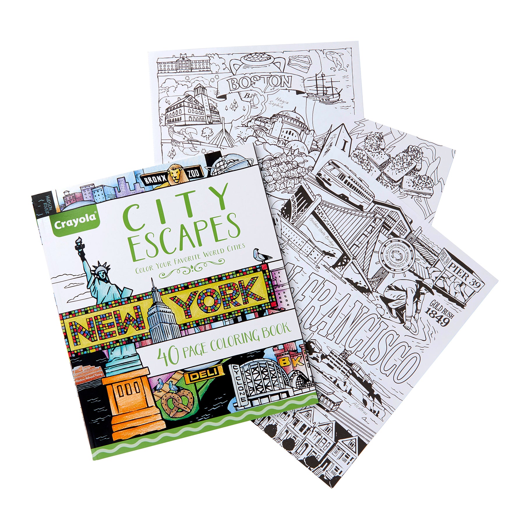 City Escapes Adult Coloring Book, City Coloring Pages, 40 Pages