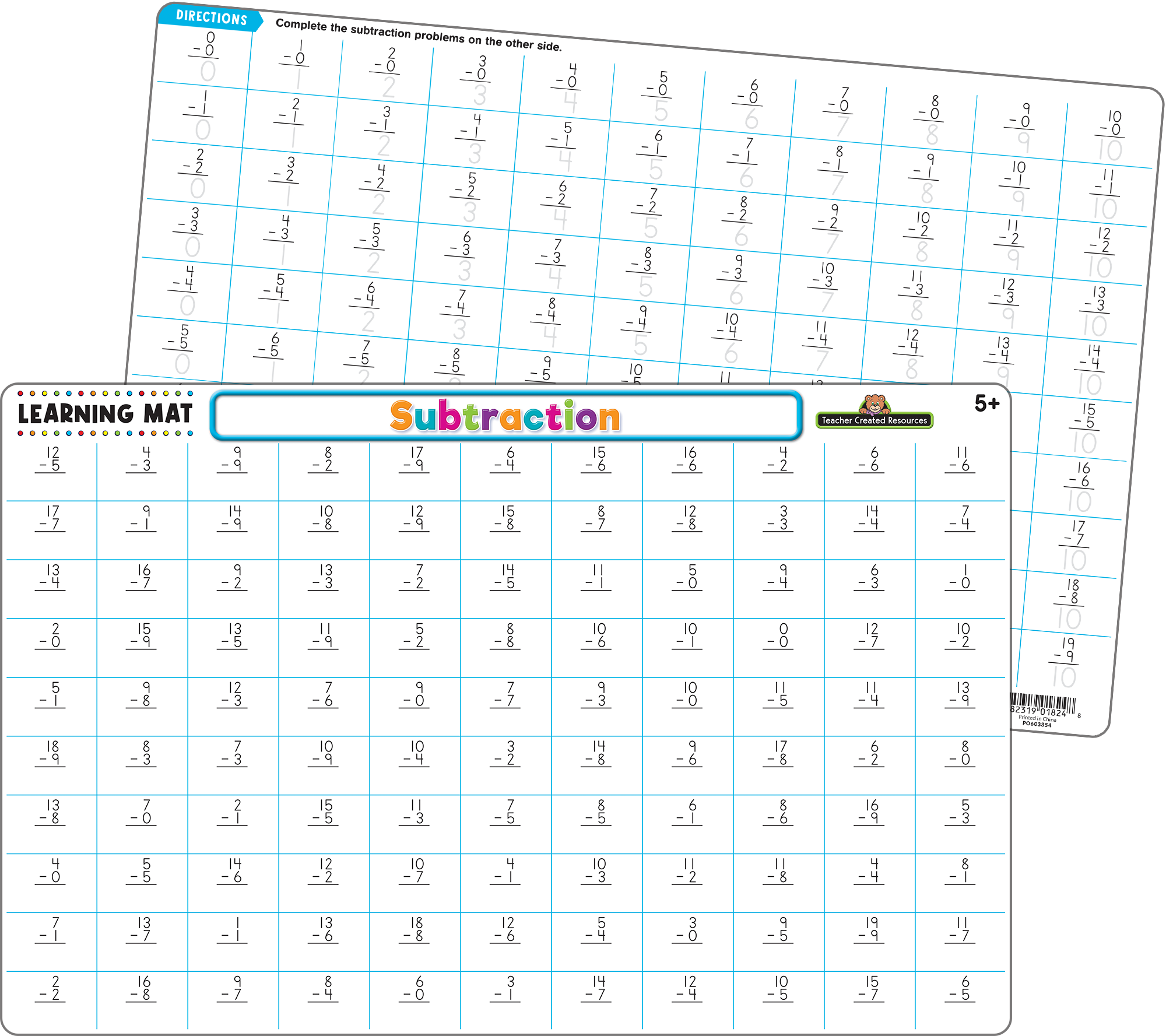 Subtraction Learning Mat