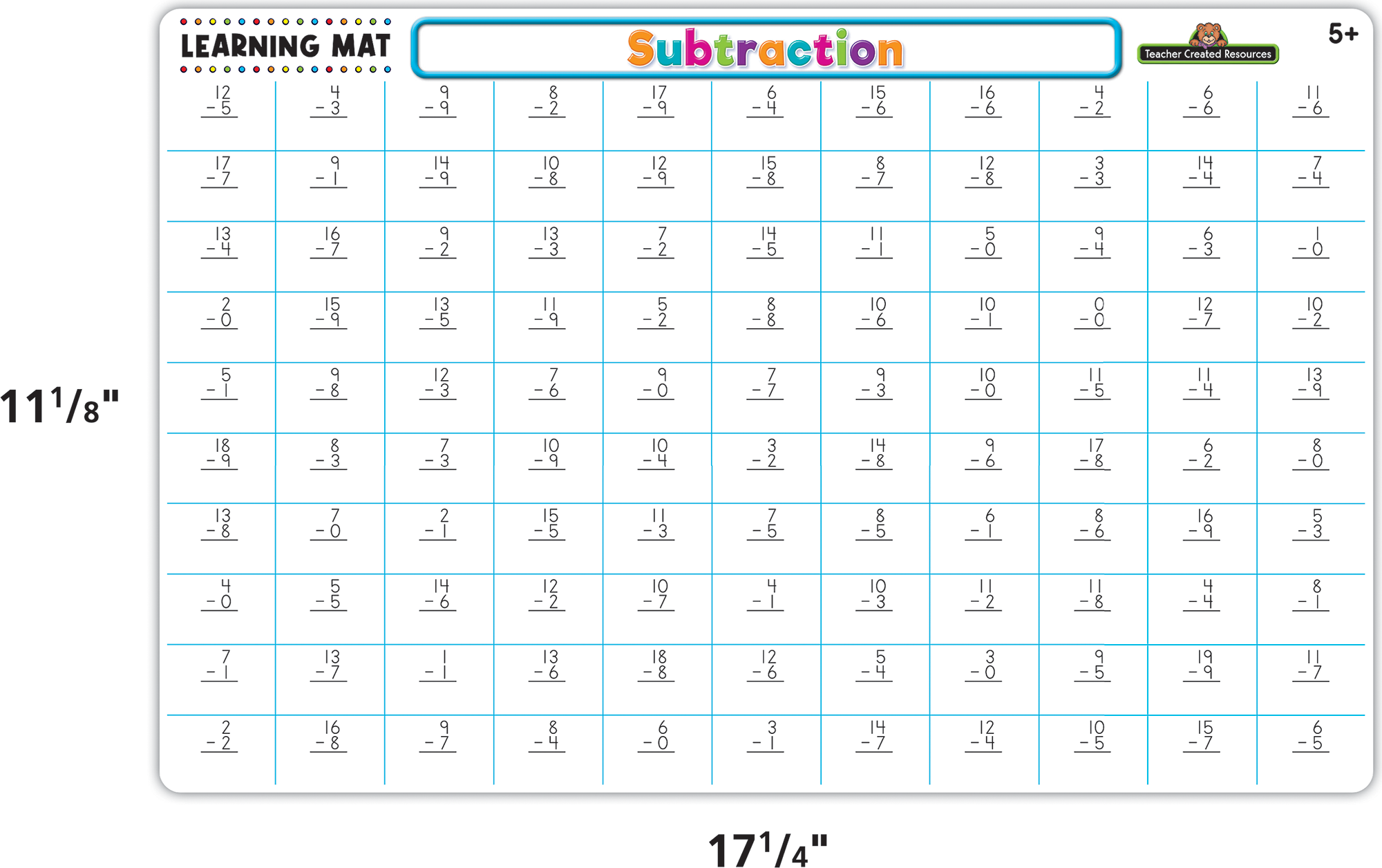Subtraction Learning Mat
