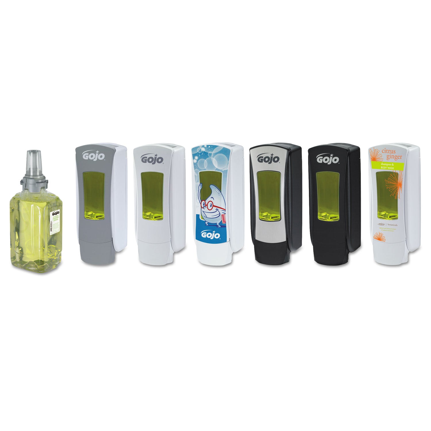 Gojo&reg; ADX-12 GingerCitrus Handwash Refill - Ginger Citrus Scent - 1.32 quart - Pump Bottle Dispenser - Kill Germs - Hand, Skin, Hair, Body - Moisturizing - Green - Bio-based - 1 Each