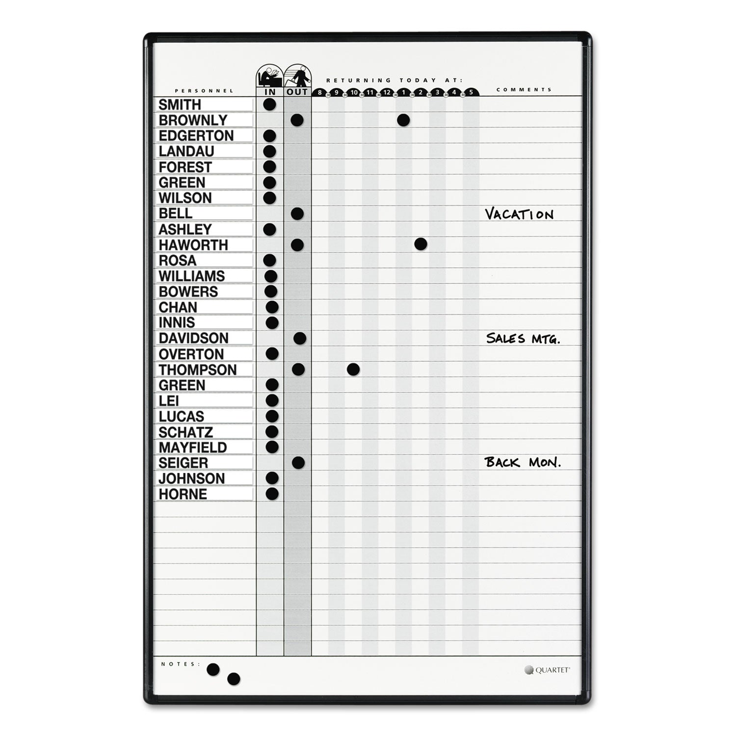 Quartet Classic In/Out Board System - 36" Board Height x 24" Board Width - White Porcelain Surface - Magnetic, Scratch Resistant, Dent Resistant, Stain Resistant, Ghost Resistant, Durable - Black Aluminum Frame - 1 Each