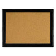 Cork Bulletin Board with Black Frame, 17" x 11", Tan Surface, Black Fiberboard (MDF) Frame