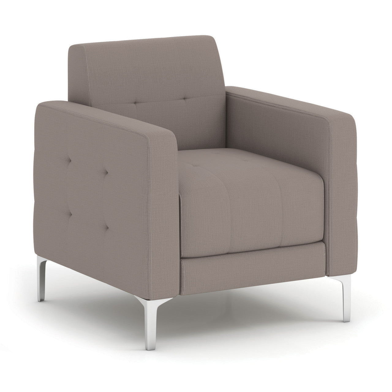 OfficeSource Draper Club Chair with Silver Metal Legs - Taupe