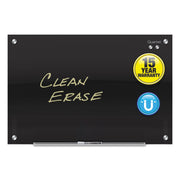 Quartet Infinity Glass Magnetic Dry-Erase Board, 36" x 24", Black Tempered Glass Surface, Black Frame, Horizontal/Vertical, Magnetic, 1 Each
