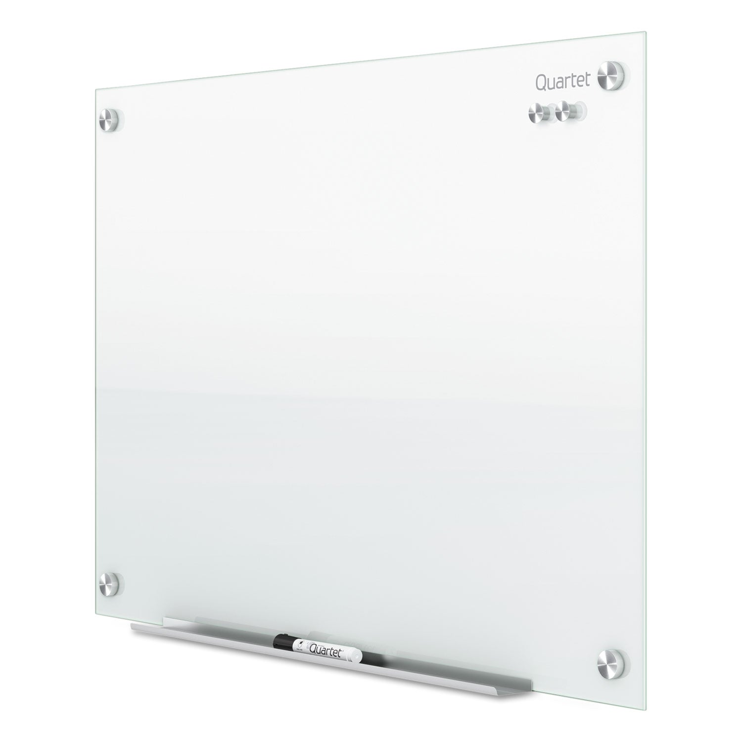 Quartet Infinity Glass Dry-Erase Whiteboard, 24" x 18", White Tempered Glass, Magnetic, Frameless, Includes Mounting Hardware, Marker Tray, Dry Erase Marker, 1 Each