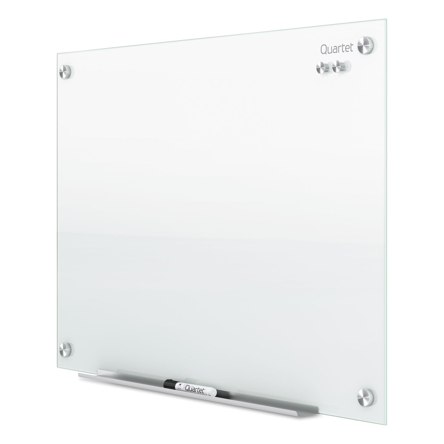 Quartet Infinity Glass Dry-Erase Whiteboard, 48" x 36", White Tempered Glass Surface, White Frame, Magnetic, Frameless, Includes 1 Board, Mounting Hardware, Marker Tray, Dry Erase Marker, 1 Each