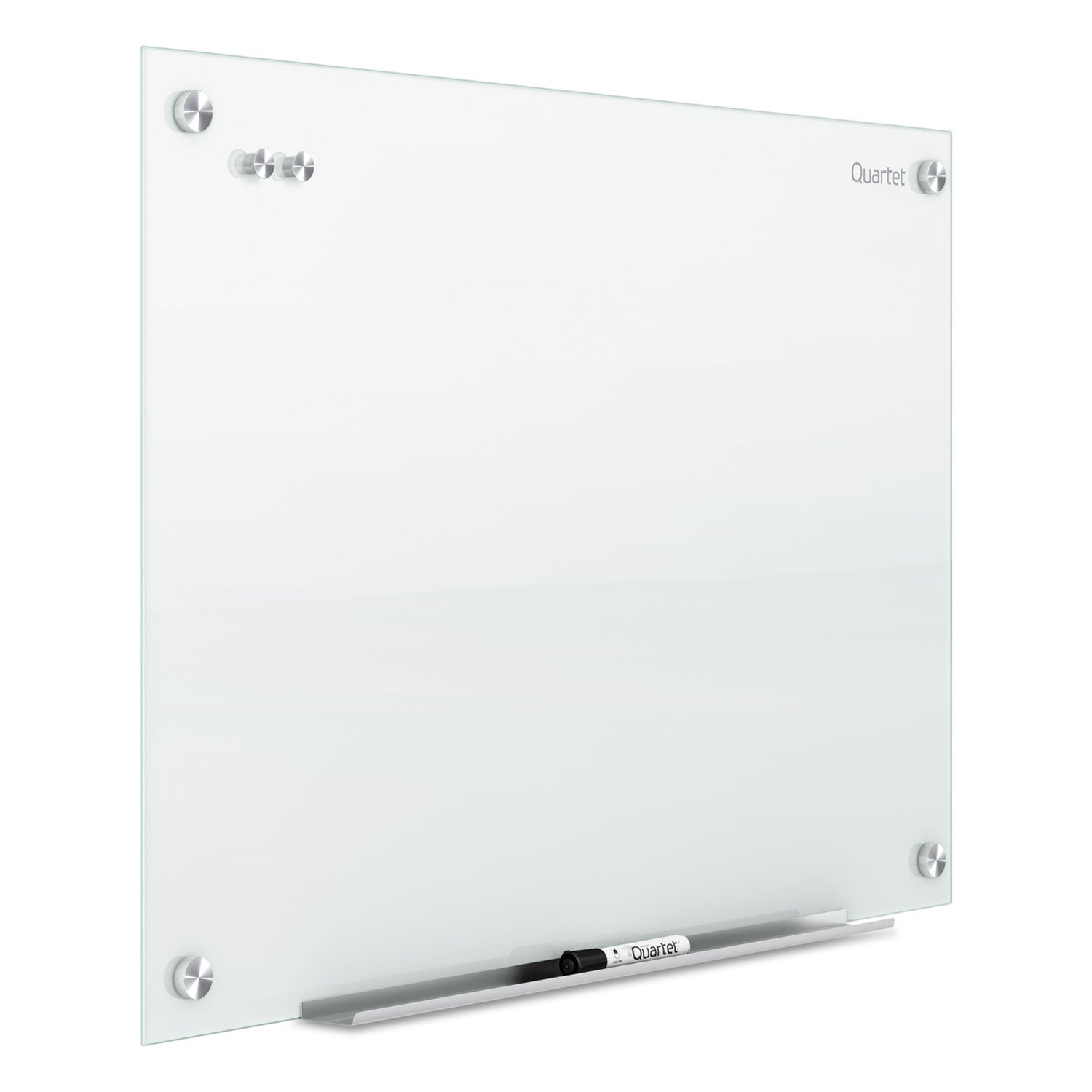 Quartet Infinity Glass Dry-Erase Whiteboard, 24" x 18", White Tempered Glass, Magnetic, Frameless, Includes Mounting Hardware, Marker Tray, Dry Erase Marker, 1 Each