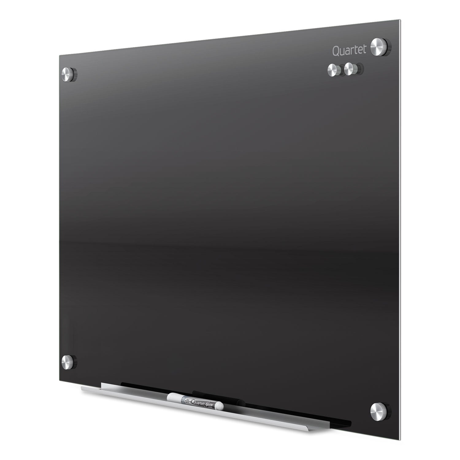 Quartet Infinity Glass Magnetic Dry-Erase Board, 36" x 24", Black Tempered Glass Surface, Black Frame, Horizontal/Vertical, Magnetic, 1 Each