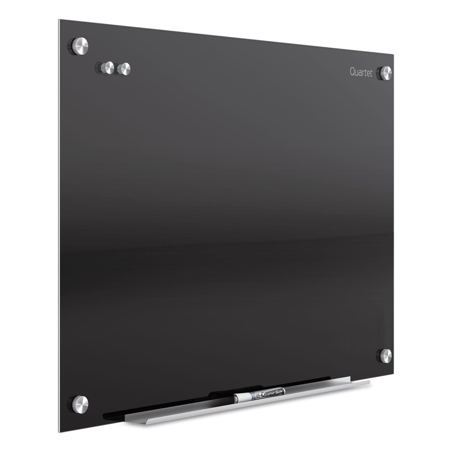 Quartet Infinity Glass Magnetic Dry-Erase Board, 36" x 24", Black Tempered Glass Surface, Black Frame, Horizontal/Vertical, Magnetic, 1 Each