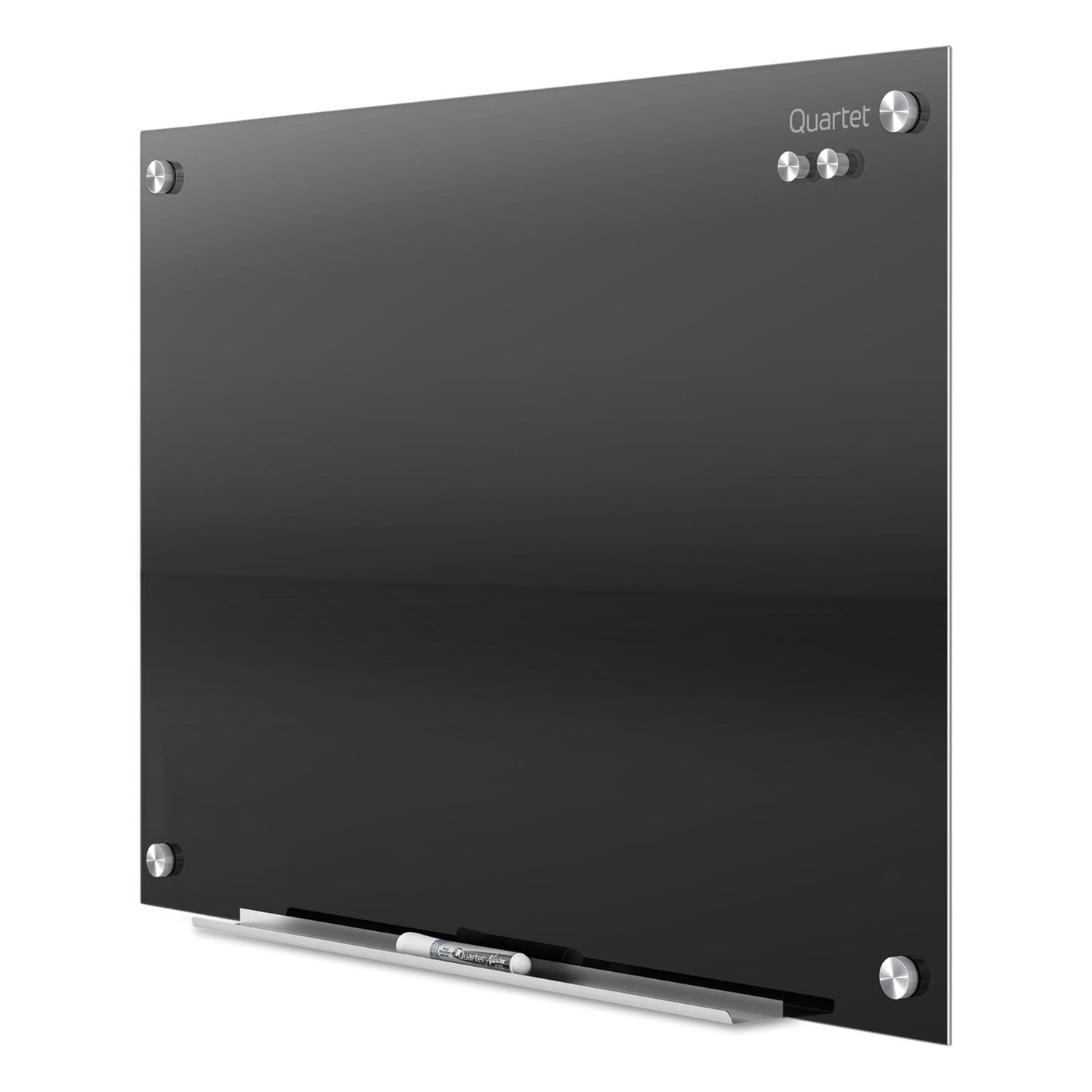 Quartet Infinity Glass Magnetic Dry-Erase Board, 72" x 48", Black Tempered Glass Surface, Black Frame, Horizontal/Vertical, Magnetic, 1 Each