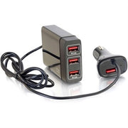 C2G 4-Port USB Car Charger with Extension for Passengers, 5.8A Output