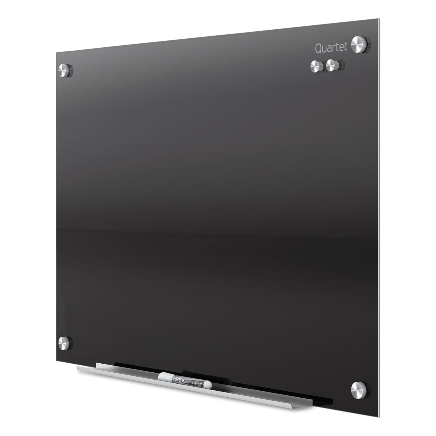 Quartet Infinity&trade; Glass Magnetic Dry-Erase Board - 96" (8 ft) Width x 48" (4 ft) Height - Black Tempered Glass Surface - Black Frame - Horizontal/Vertical - Magnetic - 1 / Each
