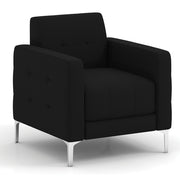 OfficeSource Draper Club Chair with Silver Metal Legs - Black