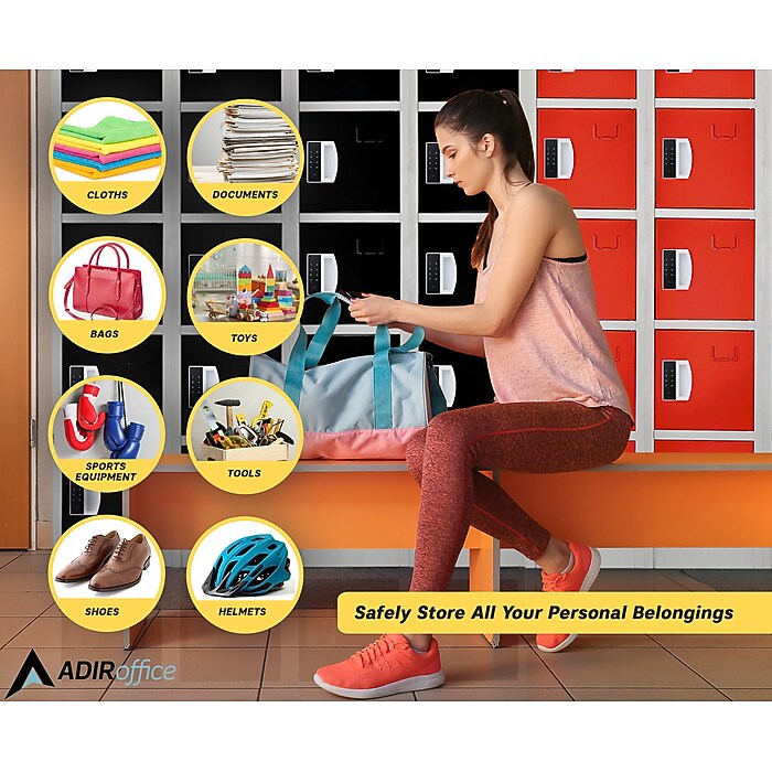 72" H x 12" W  6-Tier Steel Storage Locker with Digital Lock, Red