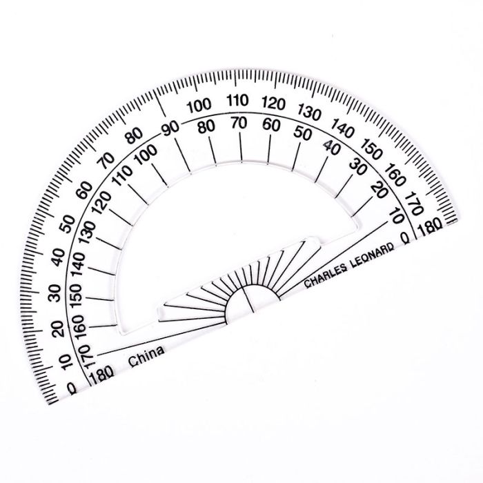 4 Protractor Open Center - Clear Plastic Set of 12