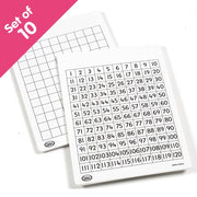 Write-On/Wipe-Off 120 Number Mats set of 10