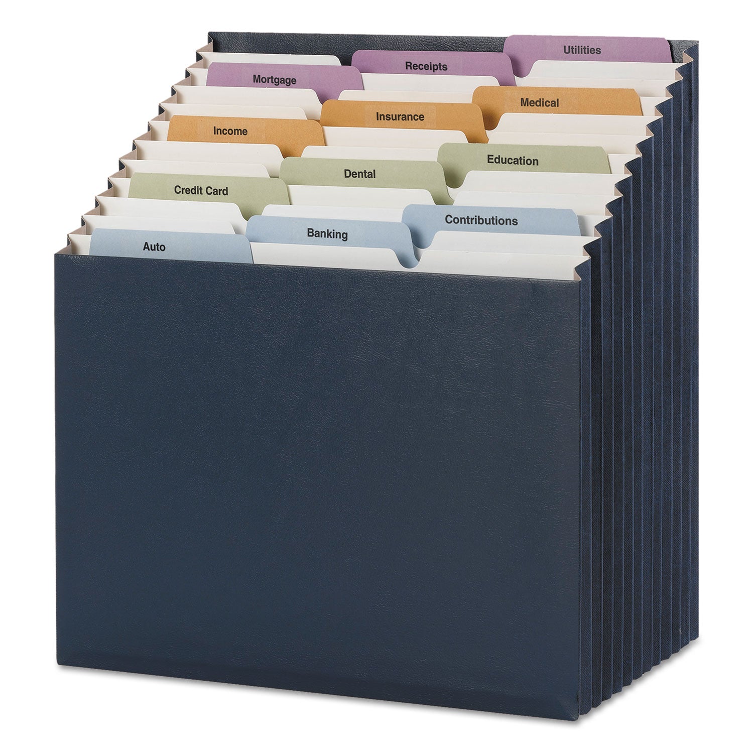 Smead 1/3 Tab Cut Letter Recycled Expanding File - 8 1/2" x 11" - 7/8" Expansion - 12 Pocket(s) - Top Tab Location - Assorted Tab Position - 11 Divider(s) - Navy - Tear Resistant - 10% Recycled - 1 Each