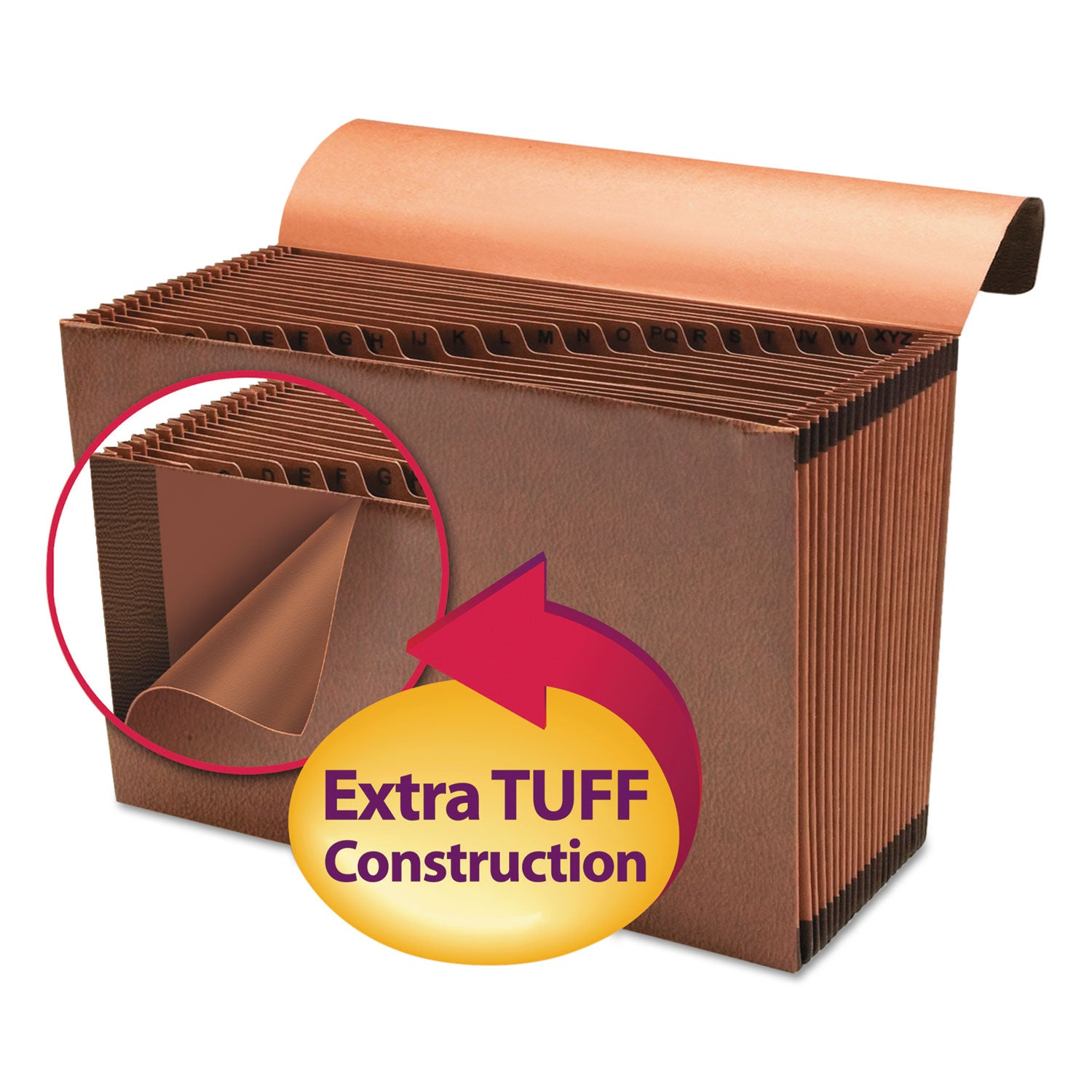 Smead Legal Recycled Expanding File - 8 1/2" x 14" - 7/8" Expansion - 21 Pocket(s) - Redrope - Elastic Closure, Reinforced Gusset - 30% Recycled - 1 Each