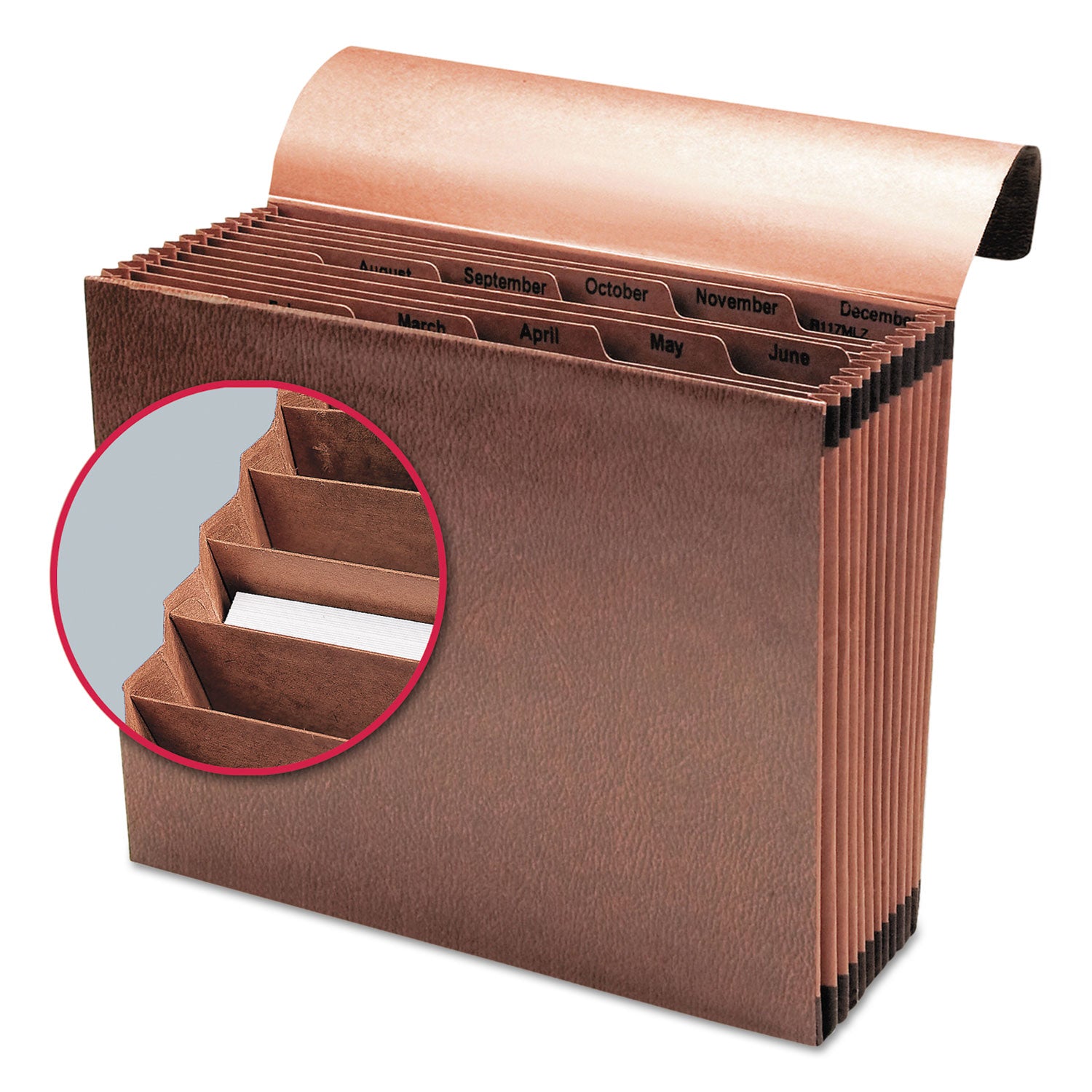 Smead Letter Recycled Expanding File - 8 1/2" x 11" - 7/8" Expansion - 12 Pocket(s) - Redrope - Reinforced - 30% Recycled - 1 Each