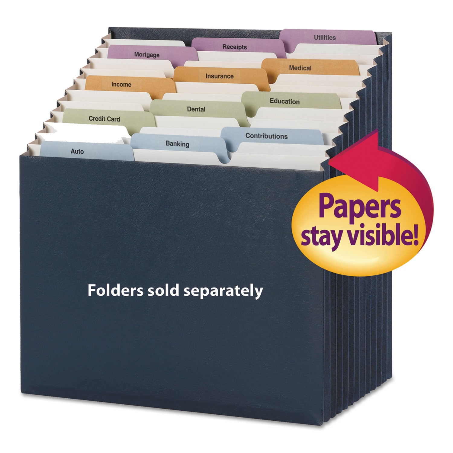 Smead 1/3 Tab Cut Letter Recycled Expanding File - 8 1/2" x 11" - 7/8" Expansion - 12 Pocket(s) - Top Tab Location - Assorted Tab Position - 11 Divider(s) - Navy - Tear Resistant - 10% Recycled - 1 Each