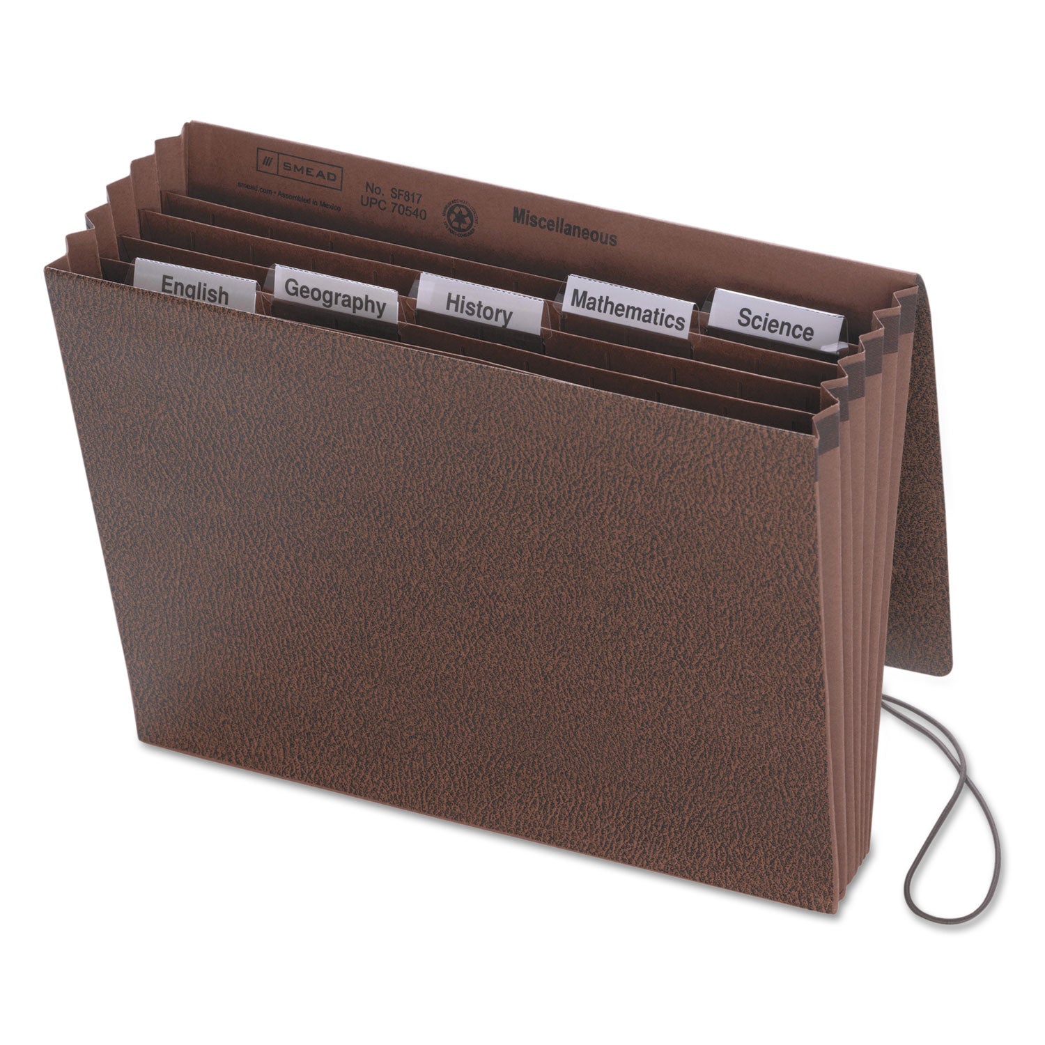 8 1/2" x 11" - 5 1/4" Expansion - 6 Pocket(s) - Top Tab Location - Assorted Tab Position - Redrope - Elastic Closure, Flap - 30% Recycled - 1 Each