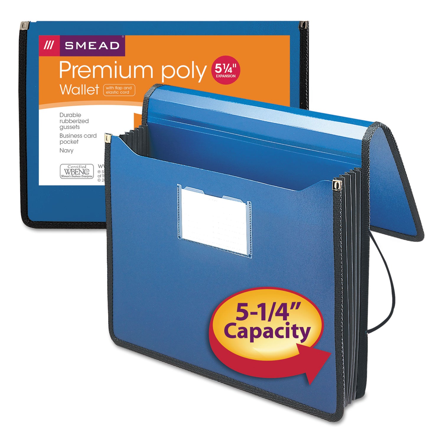 Smead Letter File Wallet - 8 1/2" x 11" - 5 1/4" Expansion - Front Pocket(s) - Poly - Navy Blue - 1 Each