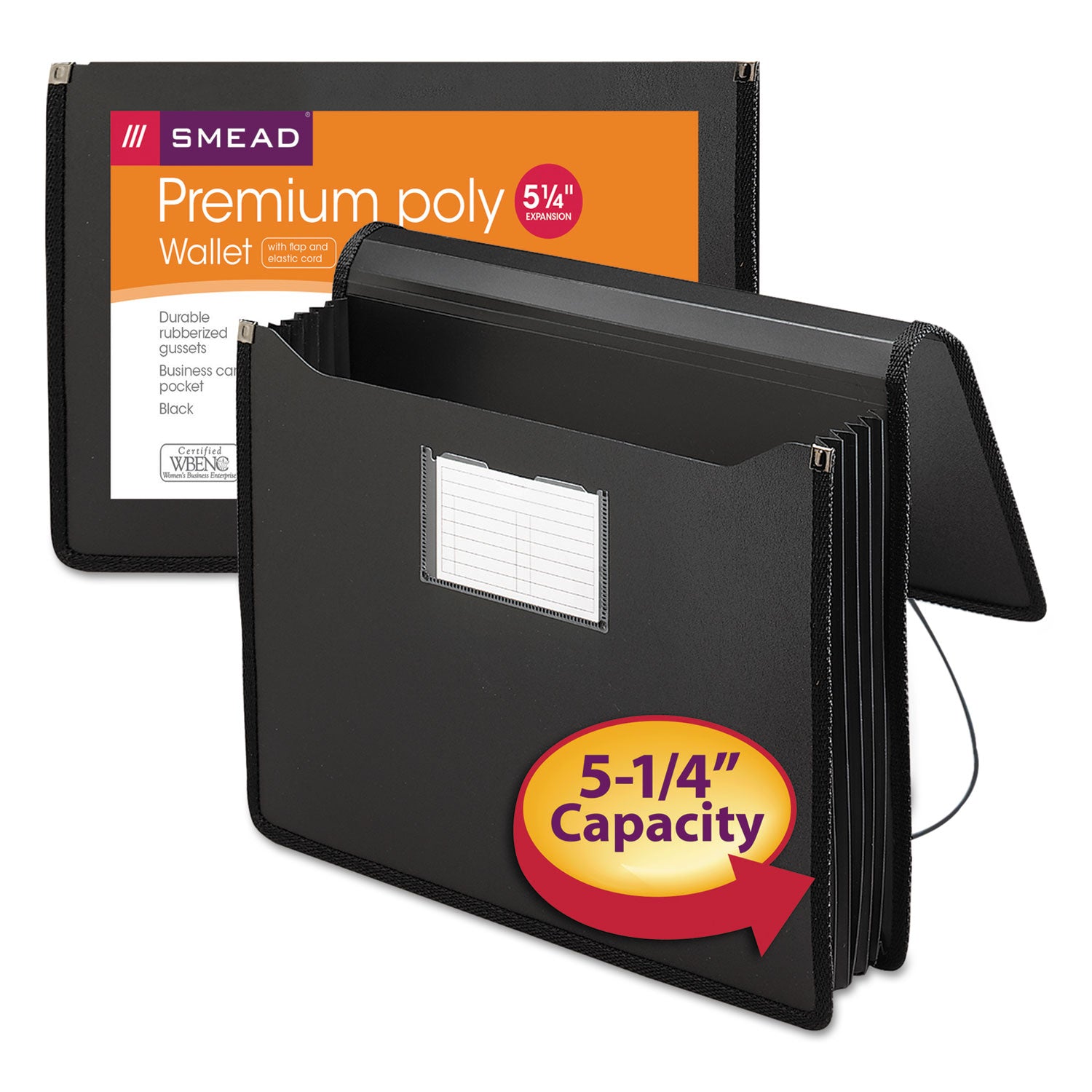 Smead Letter File Wallet - 8 1/2" x 11" - 5 1/4" Expansion - Front Pocket(s) - Poly - Black - 1 Each