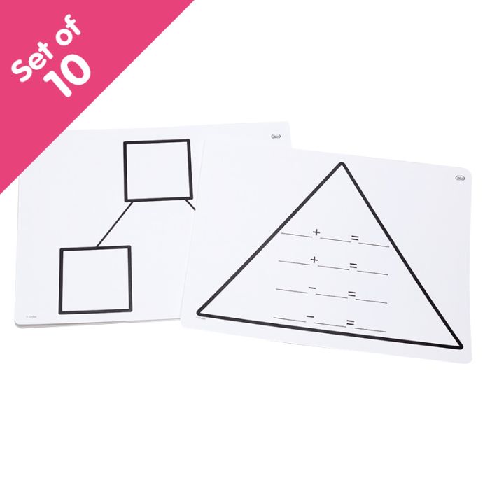 Write-On/Wipe-Off Fact Family Triangle Mats: Addition set of 10