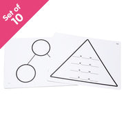 Write-On/Wipe-Off Fact Family Triangle Mats: Multiplication set of 10