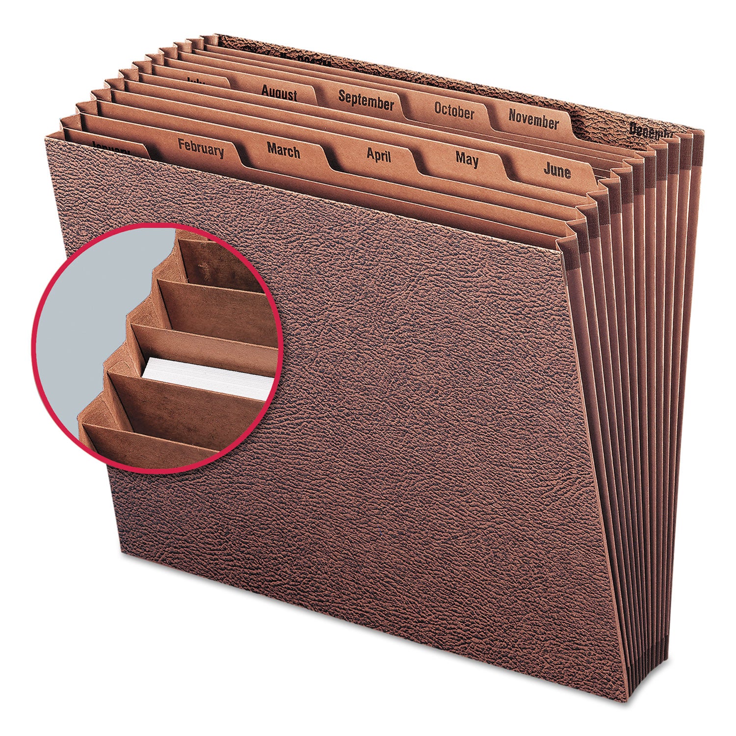 Smead Letter Recycled Expanding File - 8 1/2" x 11" - 7/8" Expansion - 12 Pocket(s) - Redrope - Tear Resistant, Reinforced Gusset - 30% Recycled - 1 Each