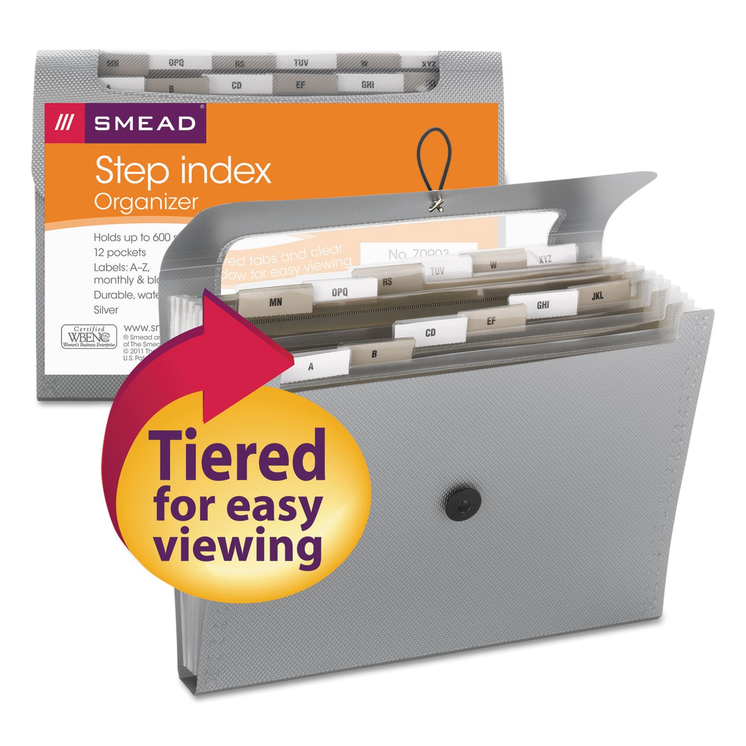 Smead Letter Expanding File - 8 1/2" x 11" - 12 Pocket(s) - Assorted Tab Position - 12 Divider(s) - Polypropylene - Silver - 12 / Carton