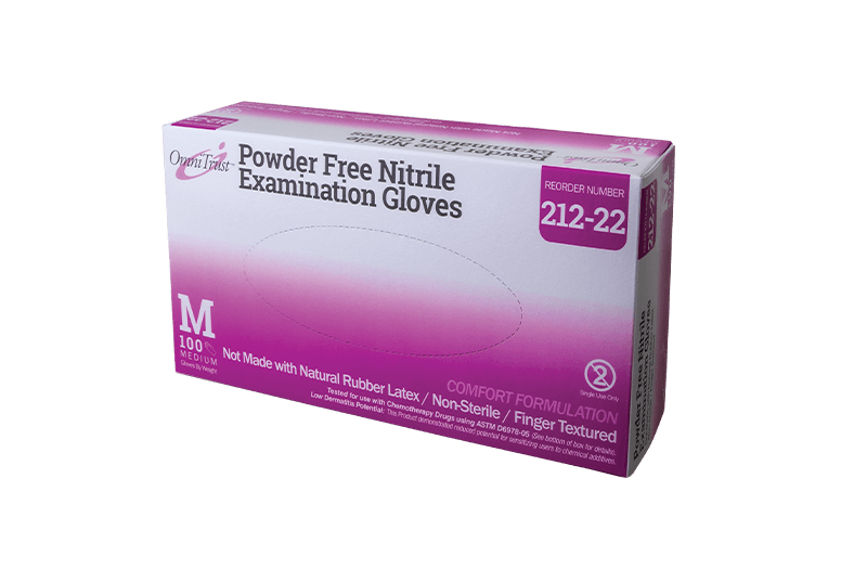 OmniTrust Nitrile Powder Free Chemo Examination Gloves (Medium), Comfortable Fit, 100 Pcs/Box, 10 Box/Cs