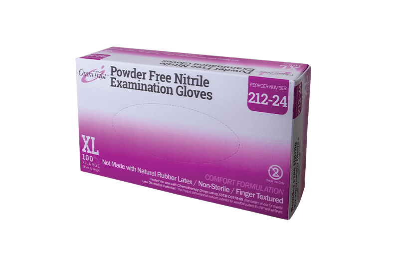 OmniTrust Nitrile Powder Free Chemo Examination Gloves (X-Large), Comfortable Fit, 100 Pcs/Box, 10 Box/Cs