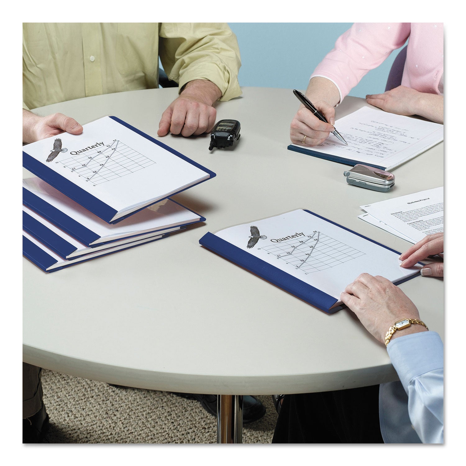 Smead Letter Recycled Report Cover - 8 1/2" x 11" - 3 Fastener(s) - 1/2" for Folder - 12 pt. - Vinyl, Metal - Dark Blue - 50% Recycled - 25 / Box