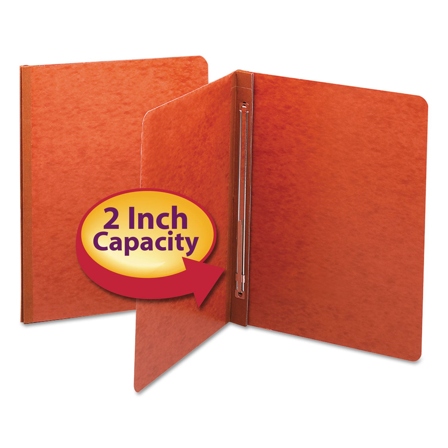 Smead Premium Pressboard Recycled Fastener Folder - 3" Folder Capacity - 8 1/2" x 11" - 3" Expansion - 1 Fastener(s) - 25 pt. - Pressboard - Red - Reinforced Hinge, Heavy Duty, Moisture Resistant, Stain Resistant - 100% Recycled - 1 Each