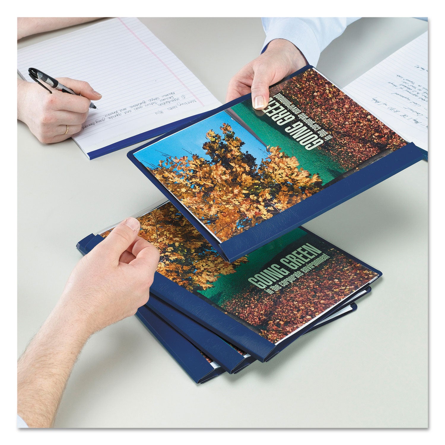 Smead Letter Recycled Report Cover - 8 1/2" x 11" - 3 Fastener(s) - 1/2" for Folder - 12 pt. - Vinyl, Metal - Dark Blue - 50% Recycled - 25 / Box