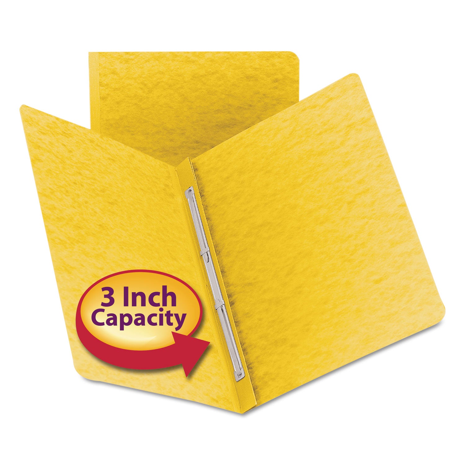 Smead Premium Pressboard Recycled Fastener Folder - 3" Folder Capacity - 8 1/2" x 11" - 3" Expansion - 1 Fastener(s) - 25 pt. - Pressboard - Yellow - Reinforced Hinge, Heavy Duty, Moisture Resistant, Stain Resistant - 100% Recycled - 1 Each