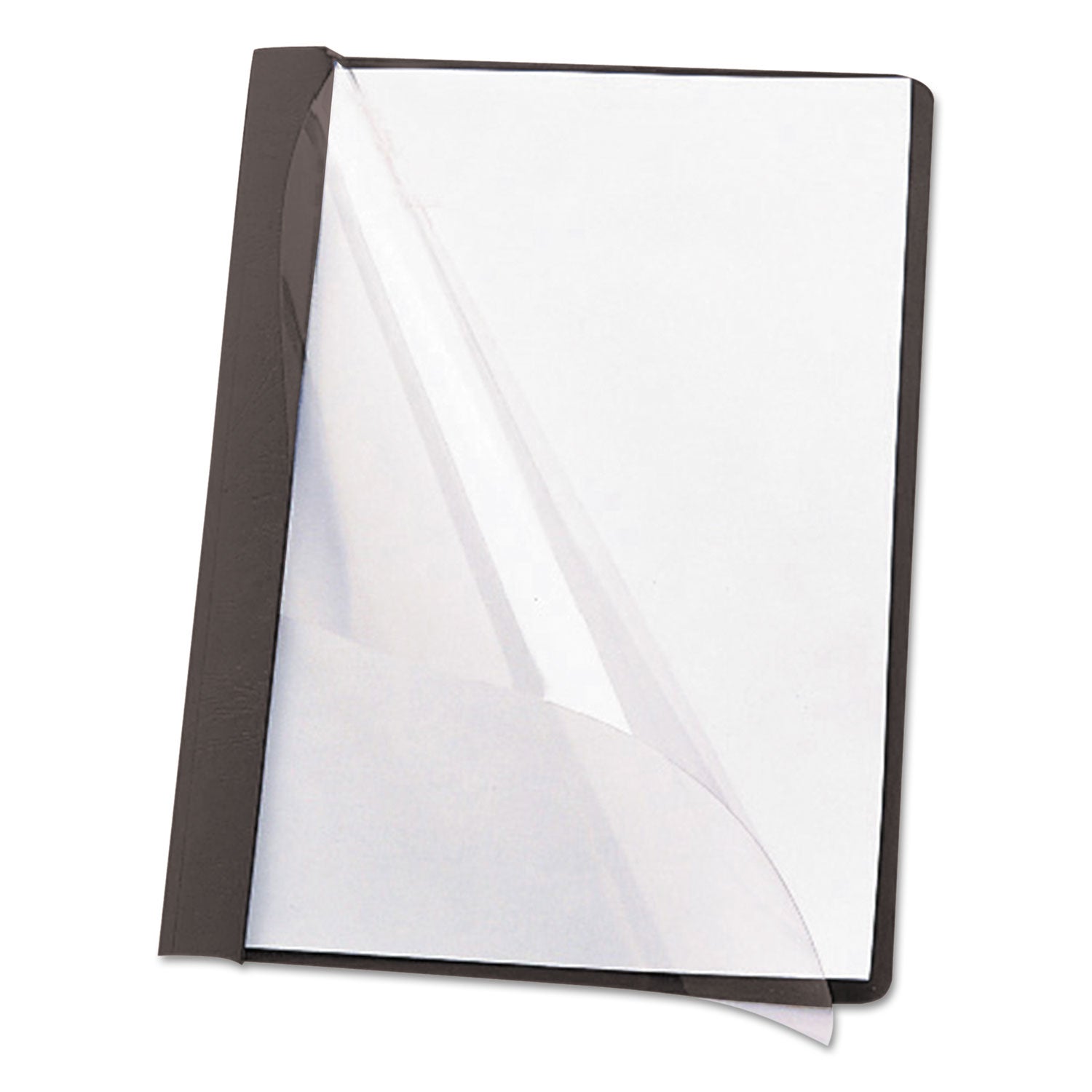 Poly Report Cover, Double-Prong Fastener, 0.5" Capacity, 8.5 X 11, Clear/black, 25/box