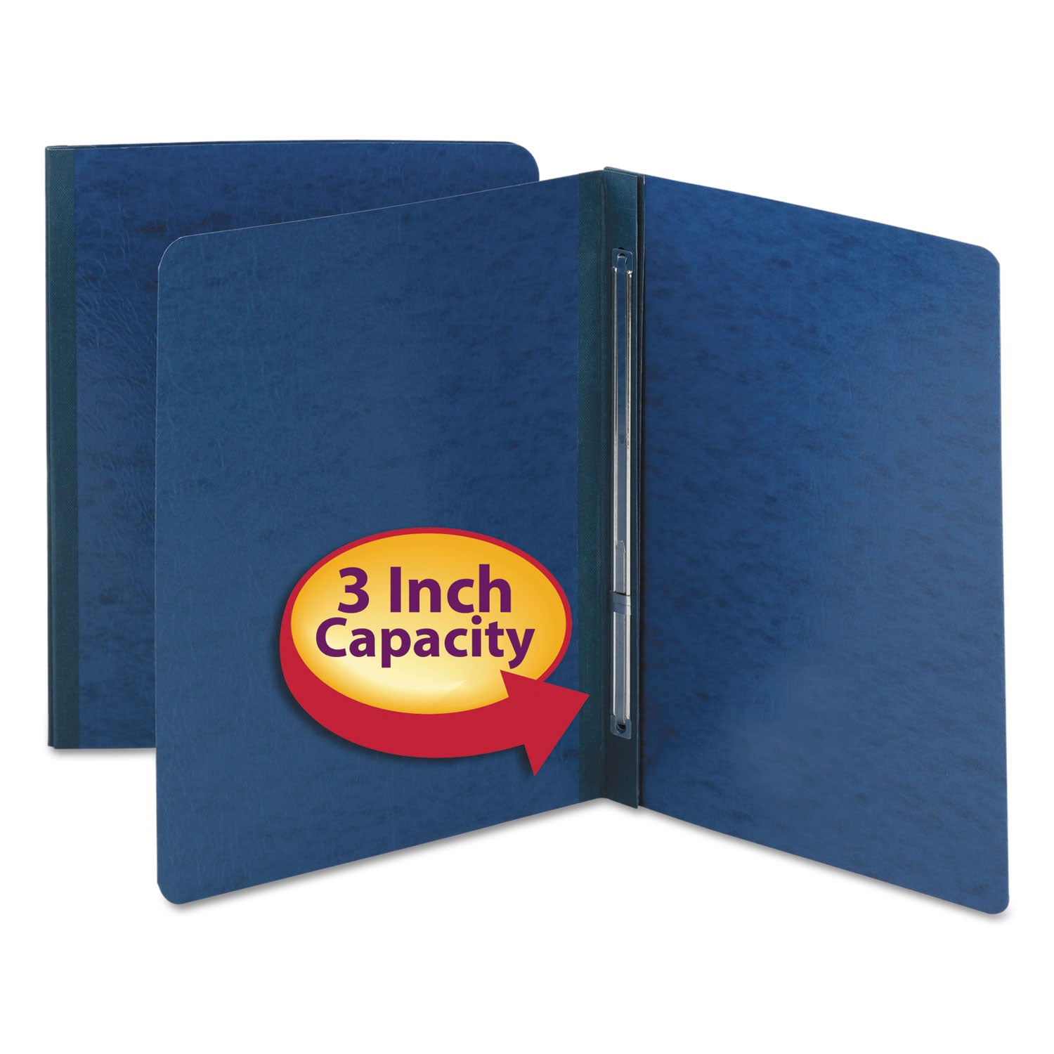 Smead Premium Pressboard Letter Fastener Folder, 8.5" x 11", 3" Expansion, 1 Fastener, 25 pt., Dark Blue, Reinforced Hinge, Heavy Duty, Moisture & Stain Resistant, Rounded Corner, 100% Recycled, 1 Each