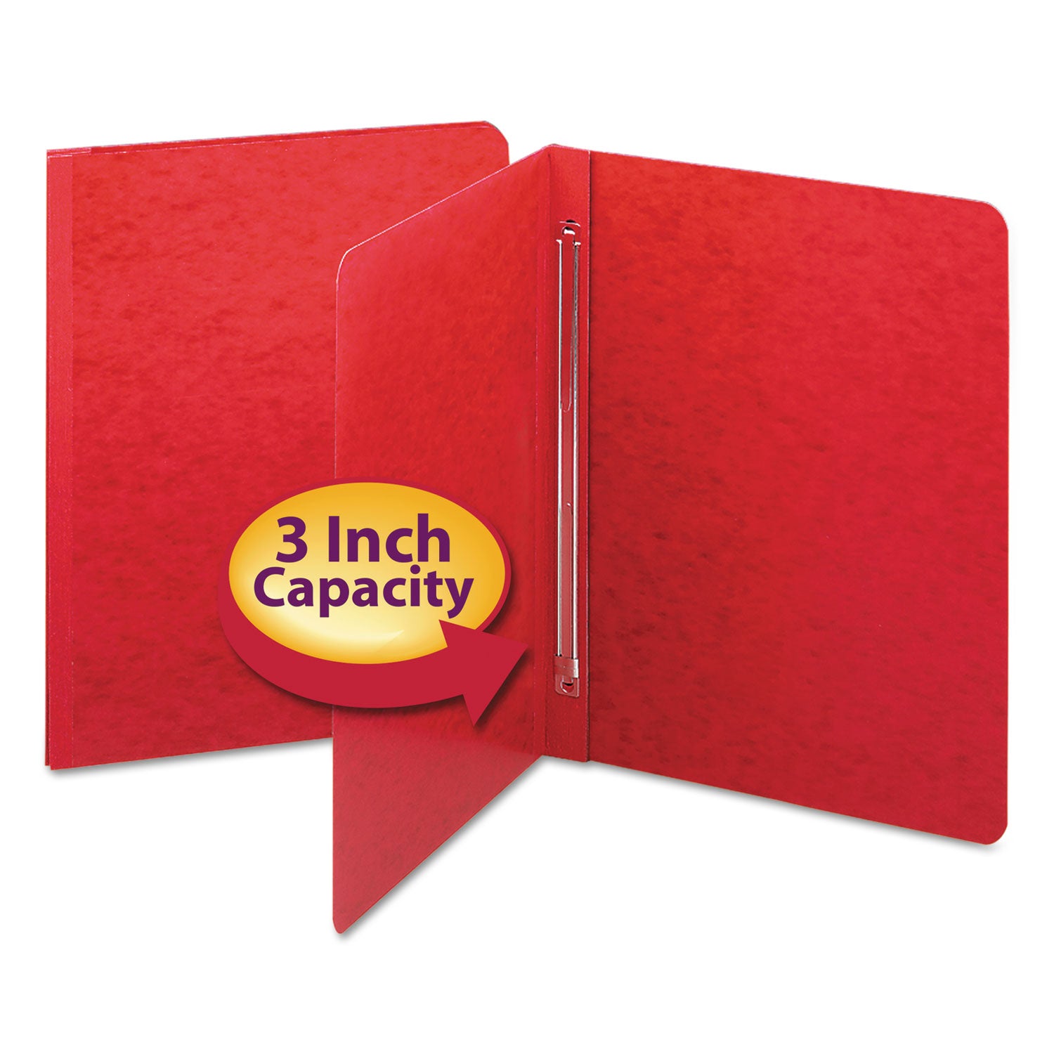 Smead Premium Pressboard Letter Fastener Folder, 8.5" x 11", 3" Expansion, 1 Fastener, 25 pt., Bright Red, Reinforced Hinge, Heavy Duty, Moisture & Stain Resistant, Rounded Corner, 100% Recycled, 1 Each
