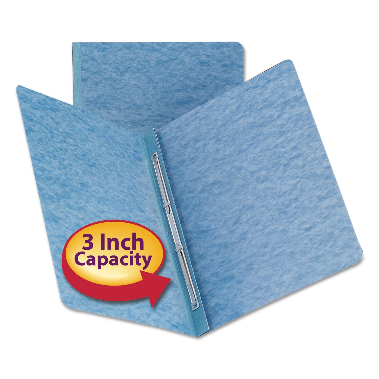 Smead Premium Pressboard Fastener Folder, Letter Size, 8.5" x 11", 3" Expansion, 1 Fastener, 25 pt. Blue, Reinforced Hinge, Heavy Duty, Moisture & Stain Resistant, Rounded Corner, 100% Recycled, 1 Each