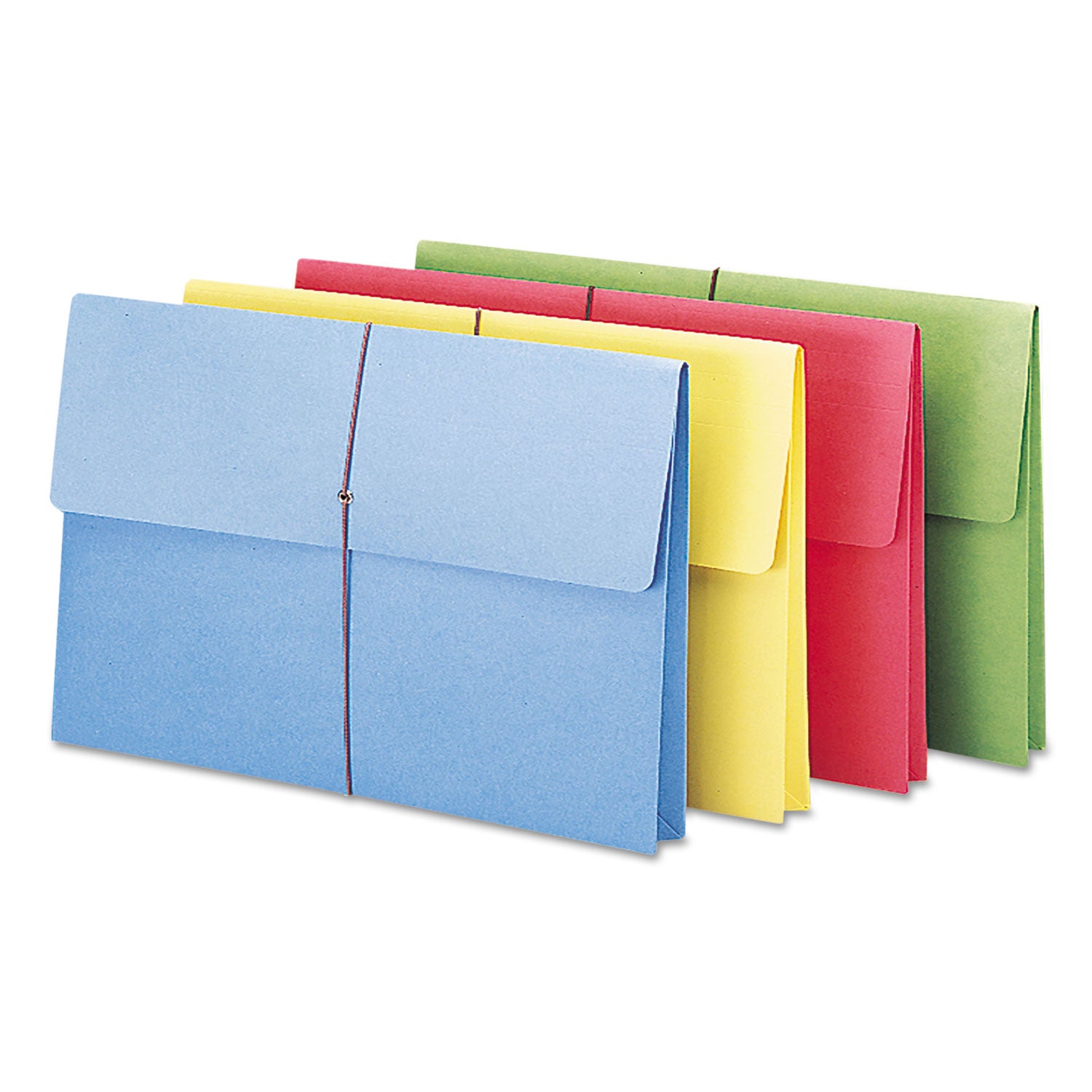 Smead Legal Recycled File Wallet - 8 1/2" x 14" - 2" Expansion - 11 pt. - Blue, Green, Red, Yellow - Elastic Closure, Heavy Duty, Flap Closure - 10% Recycled - 50 / Box