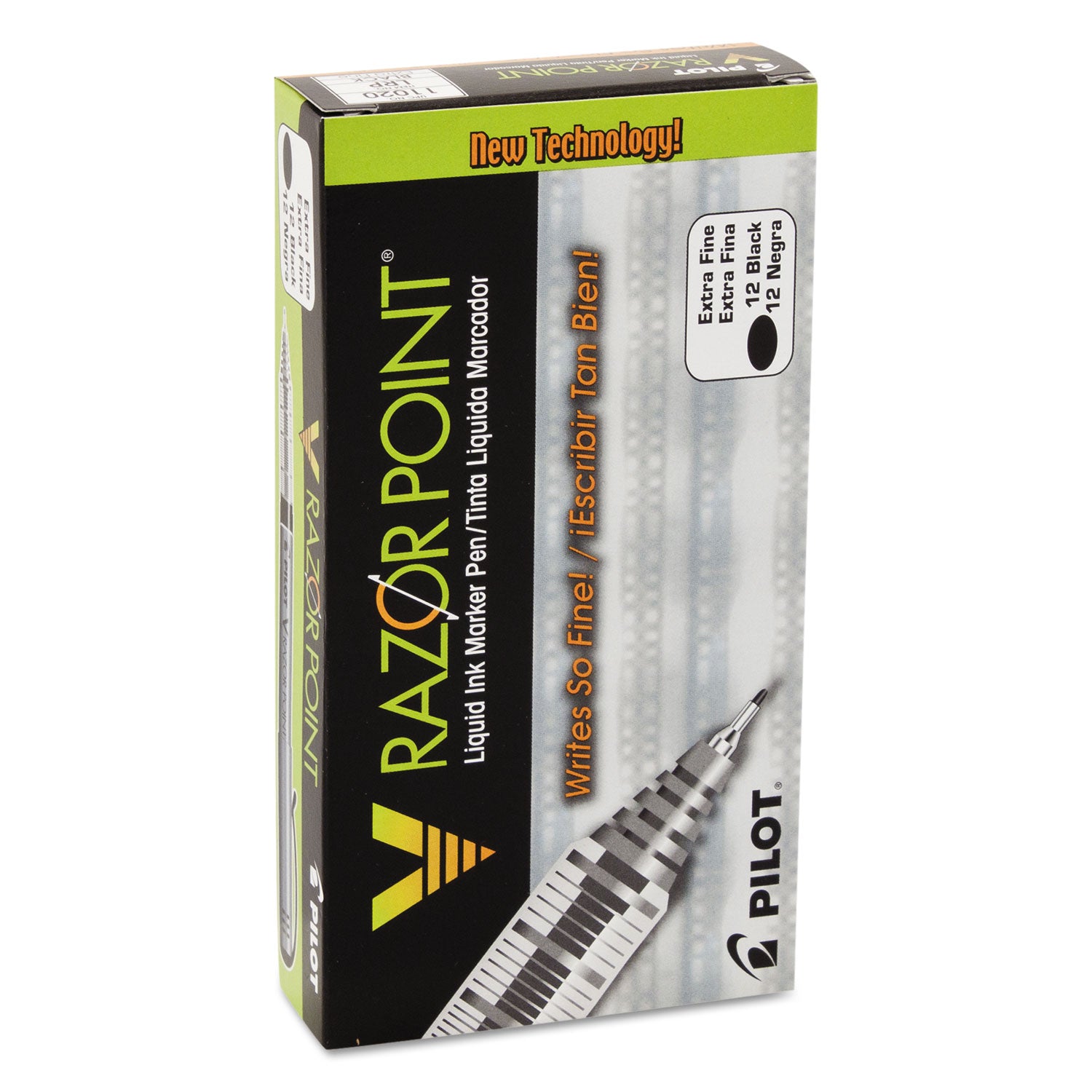 Pilot Marker Pens - 0.5 mm Extra Fine Pen Point - Black Ink - Clear Plastic, Gray Barrel - Writing - 1 Dozen