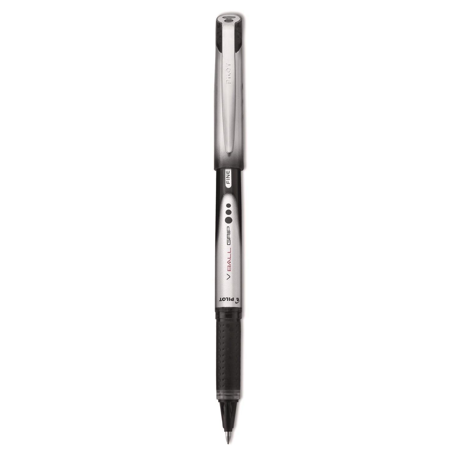Pilot Vball Grip Liquid Ink Rollerball Pens - 0.7 mm Fine Pen Point - Black Ink - Metal Barrel - 1 Dozen